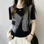 Áo thun ngắn tay hai mảnh giả chính hãng mùa hè 2026 Niche thiết kế độc đáo Slim-fit Giảm tuổi dáng ôm hơn