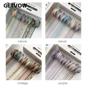 GETVOW Masking Tapes, Dính 20 Cuộn Washi Tape Set, Vintage Nhiều Màu Sắc Thủ Công Làm Nhiều Mẫu Thêu Sò Băng Quà Tặng