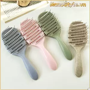 Bàn chải tóc có lỗ thông hơi có thể phân hủy MONOSTYLE, Bàn chải gỡ rối massage da đầu thẳng, Dụng cụ làm tóc DIY Tạo kiểu tóc kép Lược massage da đầu ABS cho tóc khô ướt