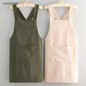 Ziyulinyuk Nấu Ăn Cotton Tạp Dề Nhà Bếp Thoáng Khí Chống Mài Mòn Người Lớn Eo Tạp Dề Chống Mọc Mềm Nhà Hàng Quần Áo Làm Việc Nhà VN