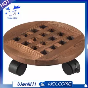 25cm Gỗ Chậu Hoa Có Thể Tháo Rời Khay Đựng Thực Vật Đế Đứng Có Bánh Xe Trồng Hoa Nồi Mover Xe Đẩy Đĩa
