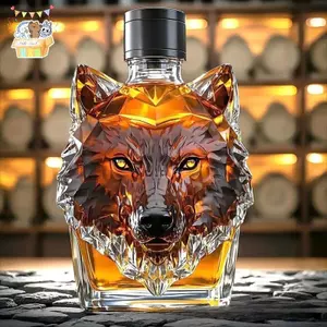 Ly Điêu Khắc Sói Cốc Thẩm Mỹ Sưu Tập Theo Chủ Đề Sói Chai Thủy Tinh Cho Du Lịch Cotail ELWW