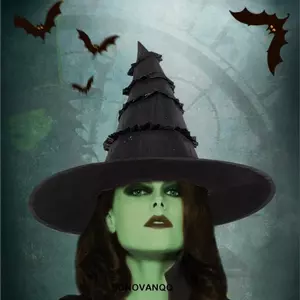 Mũ Halloween DONOVANQQ, Mũ Phù Thủy Gothic Lolita Nhăn, Vành Lớn Thoáng Mát Cao Mũi Nón Top Có Thể Tháo Rời Nữ Phù Thủy Mũ Bóng Hóa Trang