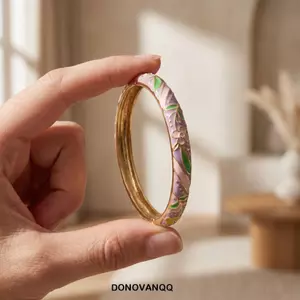Vòng tay Cloisonne tráng men DONOVANQQ, Vòng tay hoa mạ cổ điển đầy màu sắc, Hợp kim kẽm mới Phong cách dân tộc Dainty Kim cương giả khảm dầu nhúng còng nữ