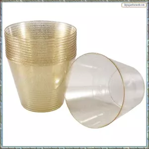 Cốc Nhựa Vàng Dùng Một Lần Cốc Nước Vàng Bột 90OZ Nước ép Cốc Tráng Miệng Mousse Cốc Cưới Bộ Đồ Ăn Trang Trí