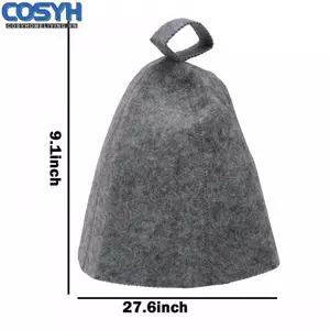 <cosyh>High Quality Sauna Hat Wool Cap Anti Heat Grey Porosity With Hanging Loop