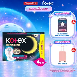 Combo 4/Combo 8 gói Băng vệ sinh Kotex Siêu Ban Đêm 28cm/35cm Mặt lưới Mềm hóa