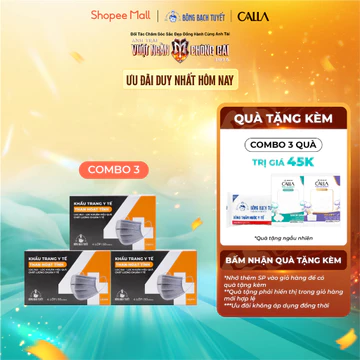 Combo 3 Hộp Khẩu trang Bông Bạch Tuyết 4 lớp than hoạt tính (50 cái/hộp)