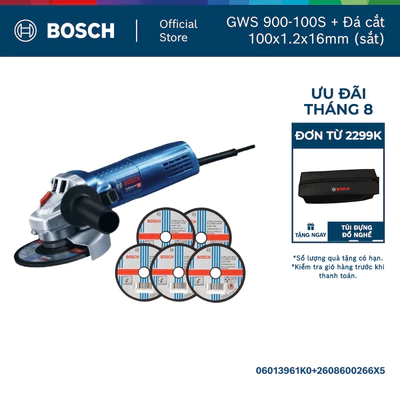 Máy mài góc nhỏ GWS 900-100S - Tặng kèm 5 Đá cắt Bosch 100x1.2x16mm (sắt) chất lượng chuẩn Đức