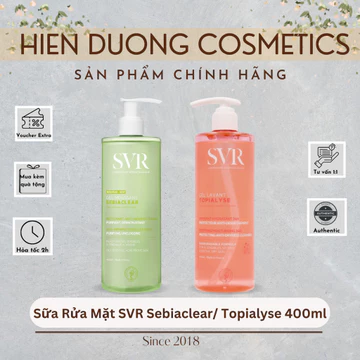 [Hàng Công Ty] Sữa rửa mặt SVR Gel Moussant Sebiaclear - xanh lá | Sữa rửa mặt SVR Gel Lavant Topialyse - hồng