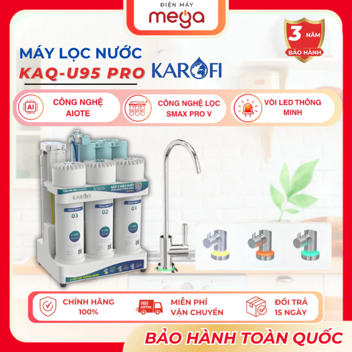 Máy Lọc Nước Karofi KAQ-U95 Pro Hydrogen Công Nghệ AioTec Giám Sát Từ Xa Lọc Nước RO