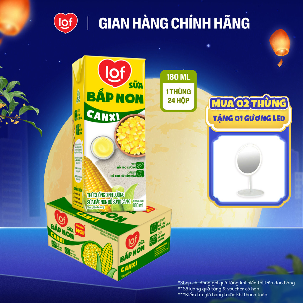 Sữa bắp non canxi LOF thùng 24 hộp x 180ml
