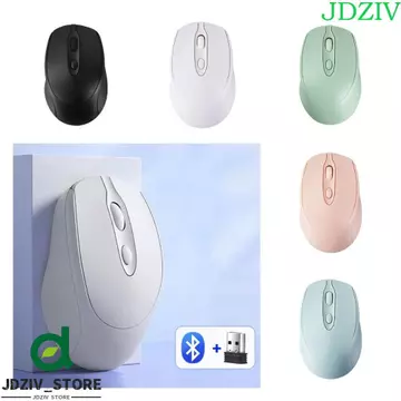 Chuột không dây JXZIV Macaron, Chuột không dây công thái học có thể sạc lại 2.4Ghz + BT5.0, Chuột chơi game không ồn ào Nhẹ 1600DPI Morandi Chuột không dây PC / Laptop