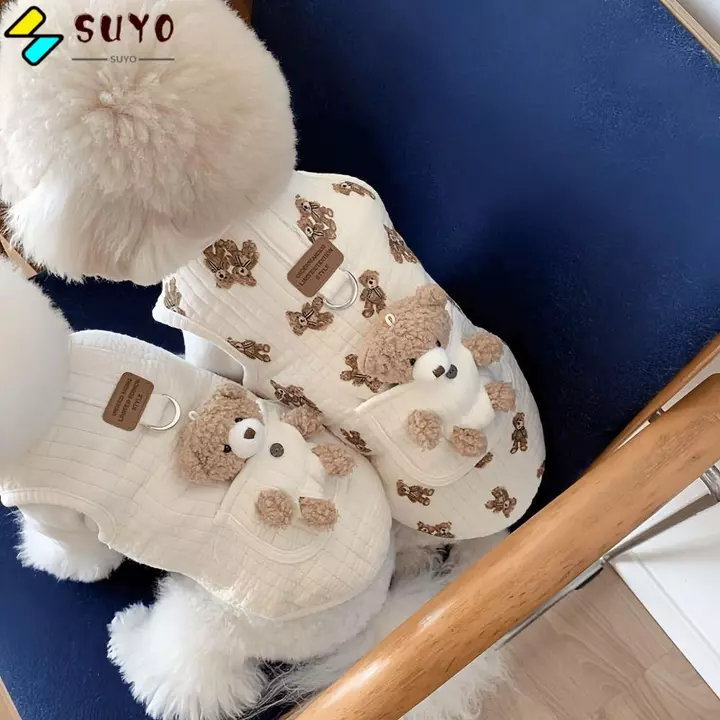 Áo Vest quần áo cho chó con SUYO, Quần áo mèo dày Quần áo cho chó cưng, Gấu dễ thương mùa đông ấm áp với áo khoác ấm áp Áo khoác gấu bông mùa đông