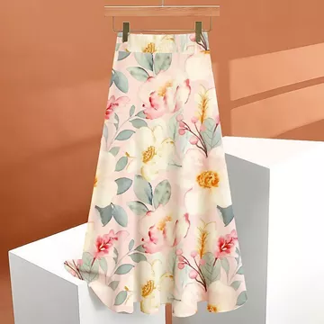 2026 Váy Phong Cách Mới Retro Văn Học Phong Cách Dân Tộc In Hình Cao Cấp Váy Dài Thanh Niên Trung Niên Váy Rời Viền Váy Chữ A