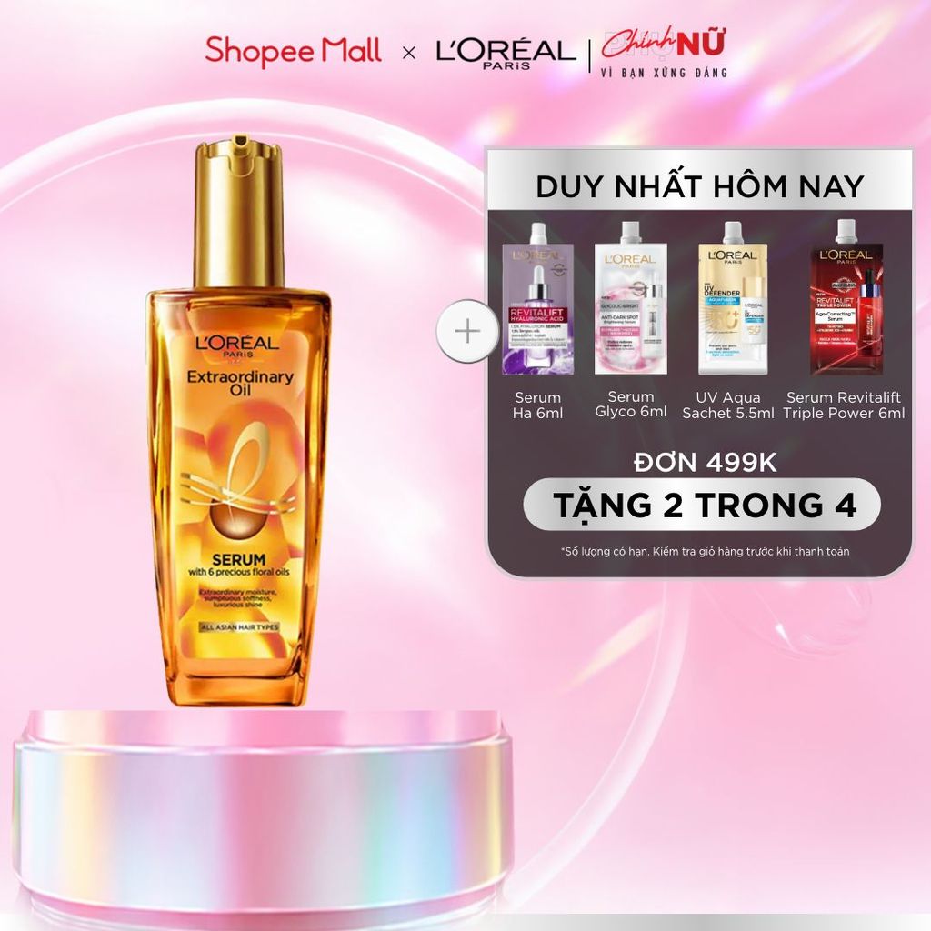 Dầu dưỡng tóc chiết xuất tinh dầu hoa tự nhiên L'Oreal Paris Elseve Extraordinary Oil Ultra Nourishing 100ml
