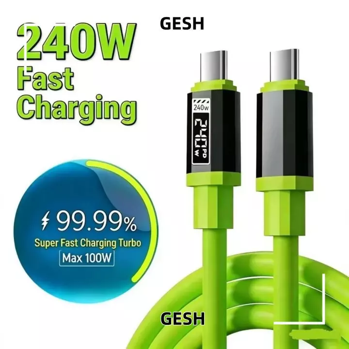 Cáp sạc nhanh GASH, Cáp dữ liệu sạc nhanh 1m / 1.5m / 2m PD 240W Type-C sang Type-C, Màn hình nguồn di động Cáp dữ liệu sạc nhanh công suất cao để sạc