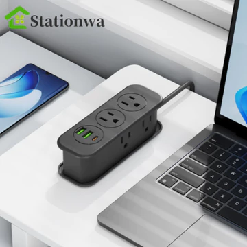 Dây nối dài đa ổ cắm STATIONWA, phích cắm 3 chân 7 ổ cắm Dải nguồn du lịch, đầu ra nguồn an toàn Phích cắm 2 chân 21 lỗ Chất liệu chống cháy Dải nguồn có USB Home