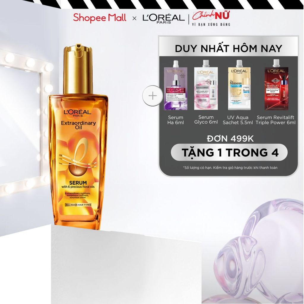Dầu dưỡng tóc chiết xuất tinh dầu hoa tự nhiên L'Oreal Paris Elseve Extraordinary Oil Ultra Nourishing 100ml