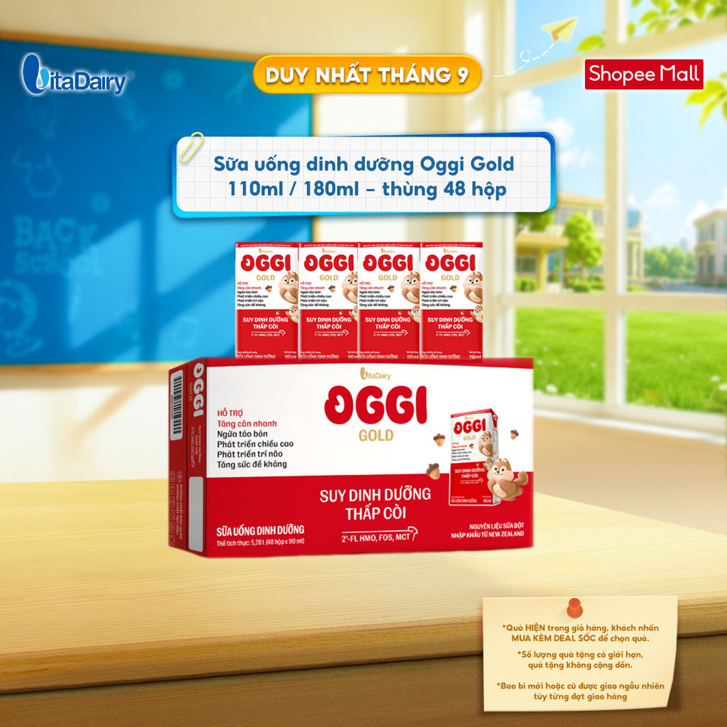 [THÙNG 48 HỘP] Sữa uống dinh dưỡng Oggi Gold giúp bé suy dinh dưỡng, thấp còi - Hộp 110ml/180ml
