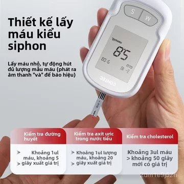 Máy đo đa năng 3 trong 1 (đường huyết, axit uric, cholesterol) Kangtai, dùng cho gia đình và y tế, thiết bị đo đường huy