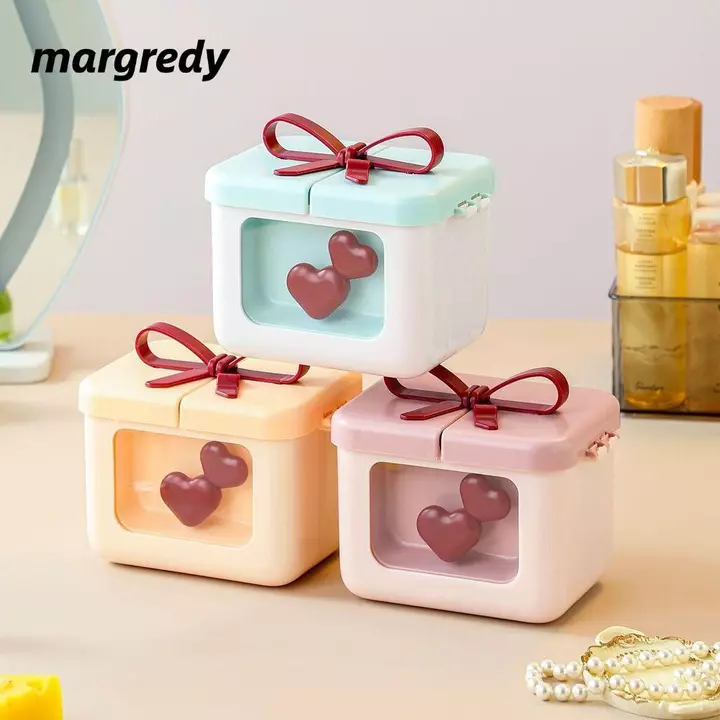 MARGREDY Hộp đựng mỹ phẩm, Hộp đựng son môi nơ chống bụi, Quà tặng Hộp đựng mỹ phẩm di động đa chức năng