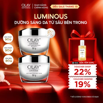 [OLAY] Combo Kem Dưỡng Da Ban Ngày + Ban Đêm OLAY Luminous Sáng da Mờ Thâm Nám 50g