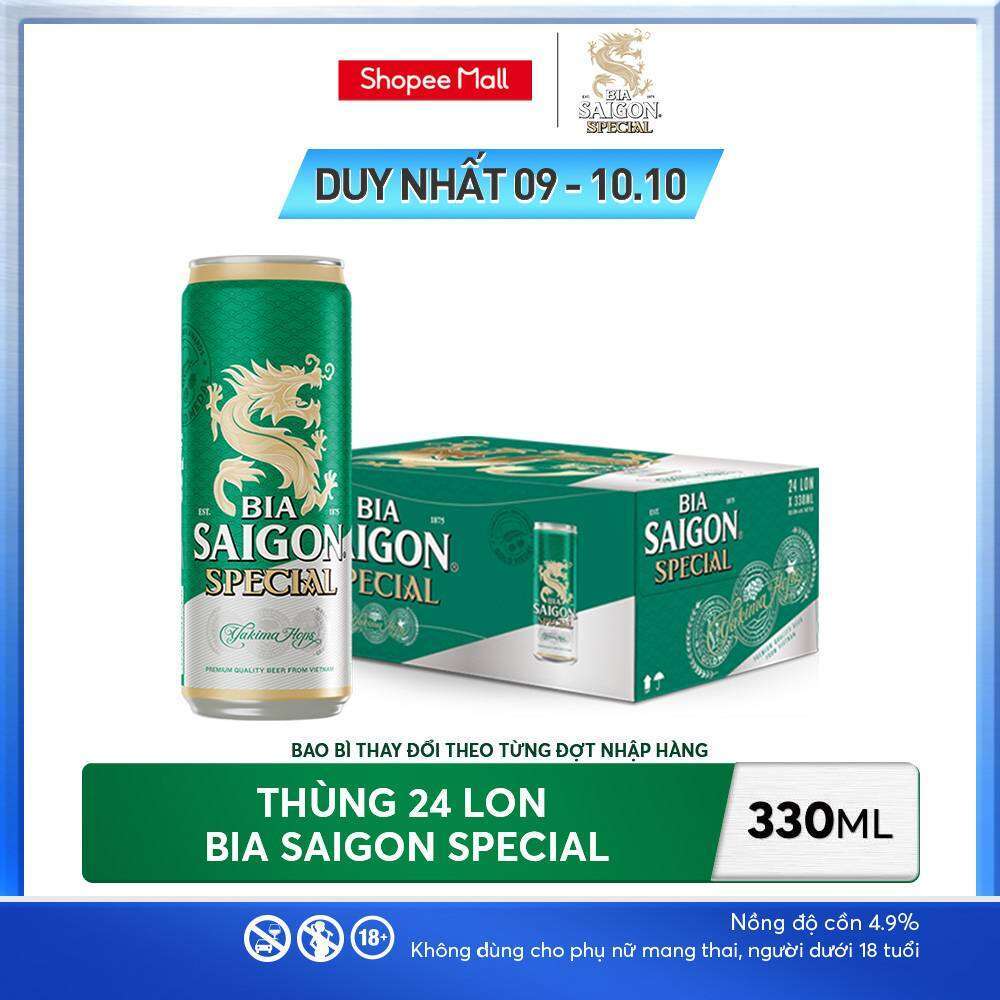 Nồng Độ Cồn 4.9% - Thùng 24 Lon Bia Saigon Special 330ml