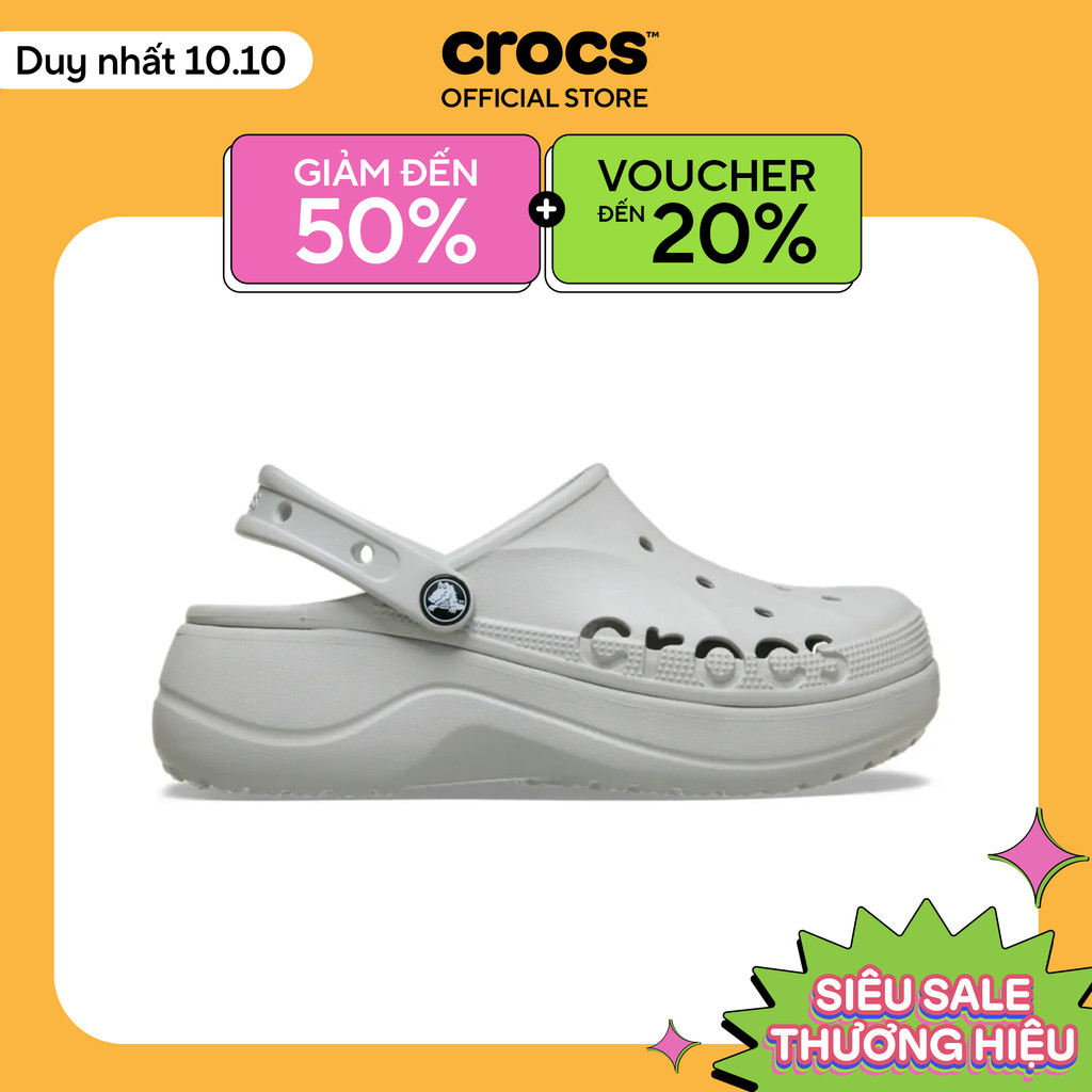 Giày Clog Nữ Crocs Baya Platform - Pearl - 208186-101
