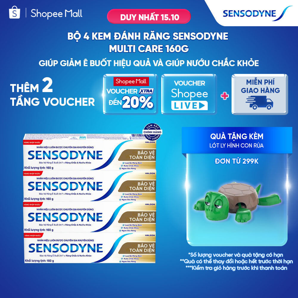 Bộ 4 Kem đánh răng SENSODYNE Multi Care 160g giúp giảm ê buốt hiệu quả và giúp nướu chắc khỏe
