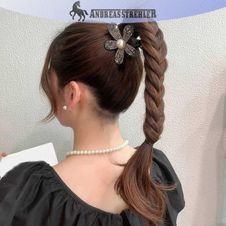 Onetimingfine Thời Trang Sáng Bóng Kim Cương Giả Hoa Vuốt Tóc Kẹp Mũ Thanh Lịch Đen Đuôi Ngựa Kẹp Hairgrips Dành Cho Nữ Phụ Kiện Tóc VN