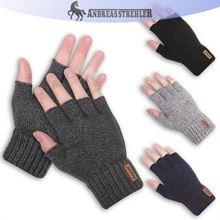 Onetimingfine Dệt Kim Dày Nhiệt Nửa Ngón Găng Tay Nam Nữ Mùa Đông Ngoài Trời Lái Xe Ngón Găng Tay Màn Hình Cảm Ứng Găng Tay VN