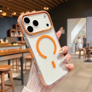 Ốp điện thoại từ tính trong suốt pha lê chất lượng cao cho iPhone 17 Pro Max 16 11 12 13 14 15 pro max Air 16E 15 16 plus Bảo vệ ống kính chống rơi Vỏ cứng bảo vệ điện thoại