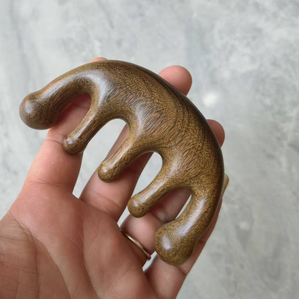 Lược Massage Lụa Vàng Xanh Đàn Hương Đầu Kinh Tuyến Lược Nữ Chuyên Dụng Di Động Đa Năng Răng Lớn Lược Gỗ WXOX