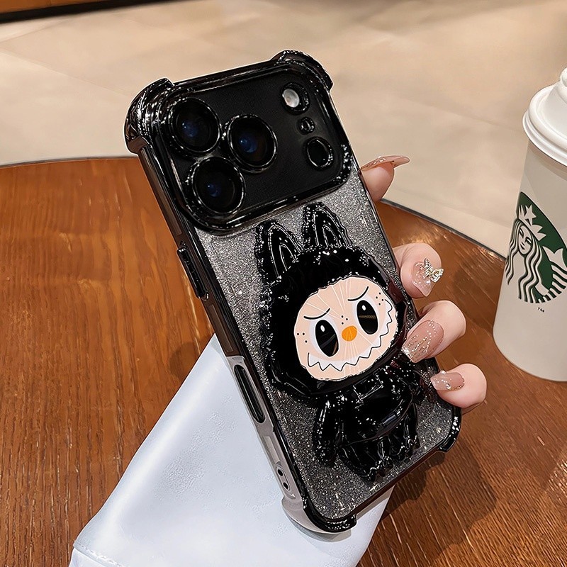 Ốp điện thoại giá đỡ mạ điện sáng tạo cho iphone 17 Pro Max 16 12 13 14 15 Pro Max Air 16 plus Vỏ có Camera Bảo vệ toàn diện Vỏ chống sốc Vỏ cứng bảo vệ điện thoại