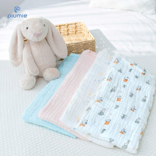 Piumie Khăn đa năng muslin nhăn Piu Cloud 6 lớp, dệt từ 100% cotton muslin cao cấp, mỏng nhẹ, thoáng khí, thấm hút tốt