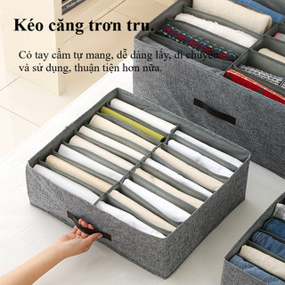 Hộp Đựng Quần Áo Vải Chia Ngăn, Form Cứng Giữ Phom, Nắp Đậy Chống Ẩm, Thiết Kế Gấp Gọn Tiện Bảo Quản