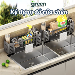Kệ để đồ rửa chén gắn bồn rửa inox cao cấp, Giá đựng đồ rửa chén có ống cắm đũa muỗng tiện dụng