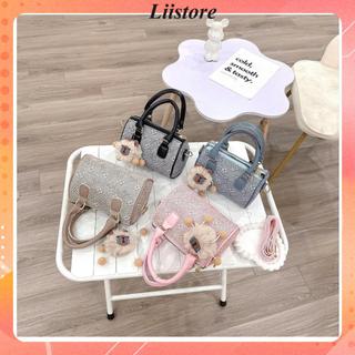 Túi xách nữ túi trống đeo chéo kèm charm bông họa tiết thời trang K310