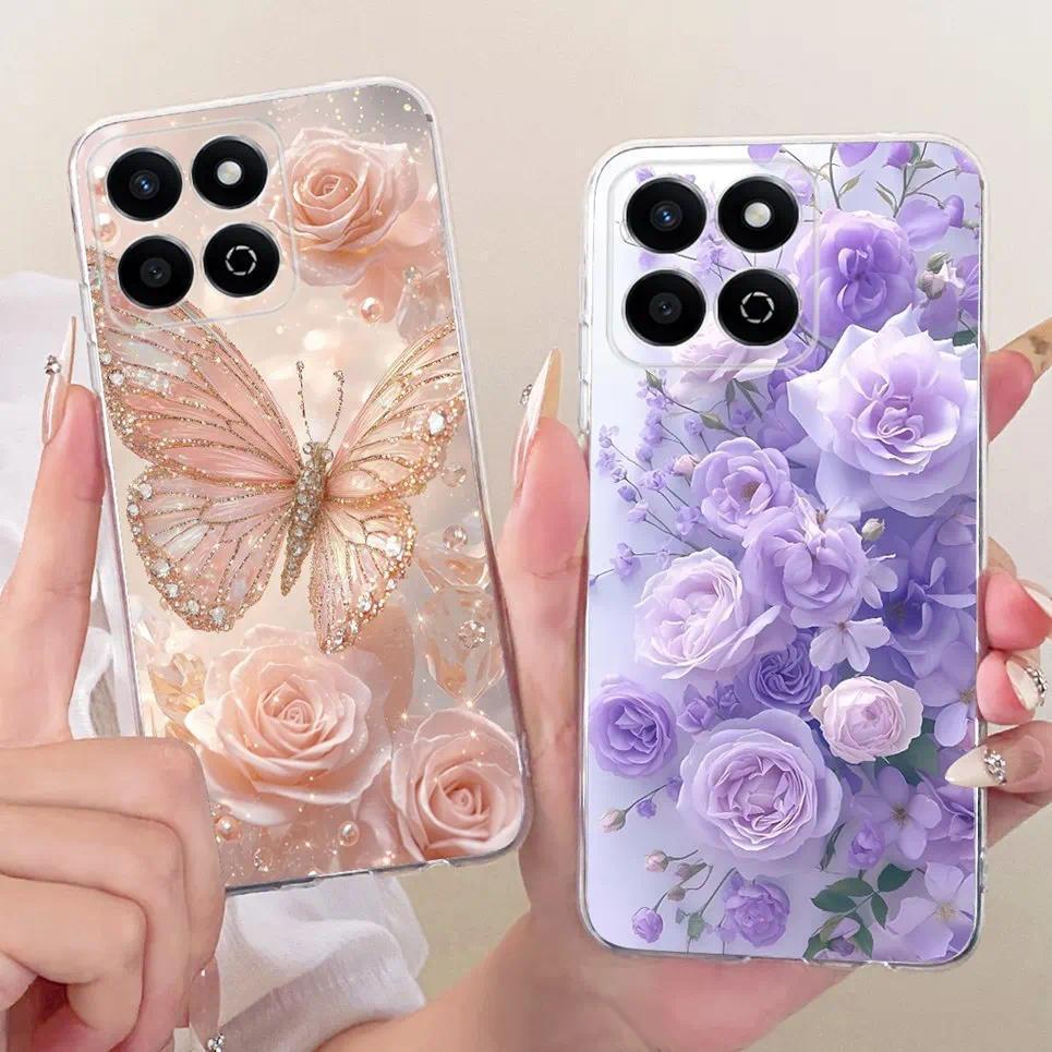 Dành Cho Honor X7C 4G / Honor 200 Vỏ Điện Thoại Thông Minh Nhiều Màu Sắc Butterflu Hoa Nơ Nữ Tính Mềm TUP Vỏ Silicon Trong Suốt