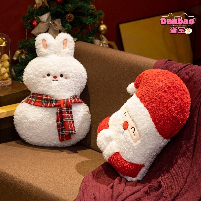 ((DANBAO) Chubby Santa Friends Đồ chơi sang trọng Gối cây thông Noel dễ thương Chất liệu người tuyết Santa Nai sừng tấm Quà tặng mềm cho bạn bè Quà tặng Giáng sinh Đồ chơi DANBAO