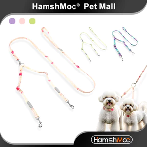 HamshMoc Bộ dây xích hai đầu Pet đính kèm Tay cầm thoải mái xoay 360 có thể điều khiển hai thú cưng