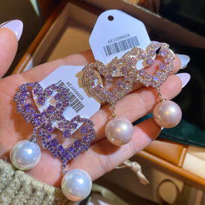 Thời Trang Hàn Quốc Zircon Ngọc Trai Sang Trọng Tua Rua Phong Cách Mới Tính Khí Bông Tai Bán Buôn