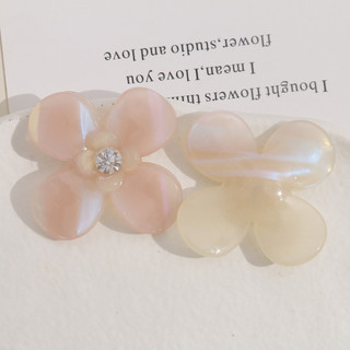 Kẹp tóc hai lớp bốn cánh nhỏ acetate có kim cương sáng, phụ kiện trang sức DIY dành cho nữ