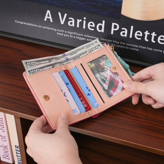 Thời Trang Da PU Nhỏ Tươi Mới Ví Nữ Bifold Đa Năng Đa Năng Nhiều Thẻ Ví Tiền Mặt