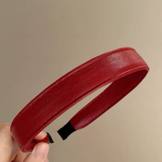 Băng đô cao cấp bằng da Burgundy phong cách Retro mùa thu đông