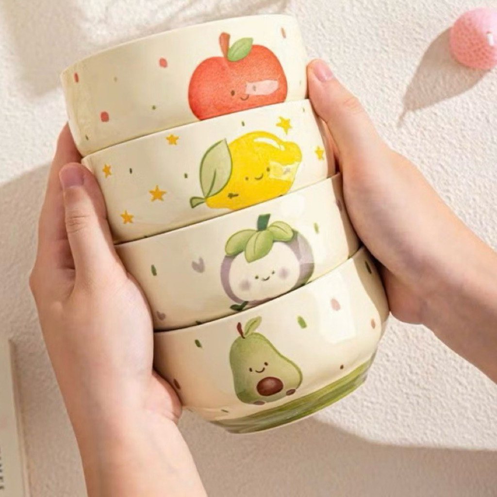 SET 4 BÁT CON SỨ HÌNH TRÁI CÂY XINH XẮN, BÁT ĂN DẶM CHO BÉ, BÁT DECOR XINH XẮN, SET BÁT LÀM QUÀ TẶNG Ý NGHĨA