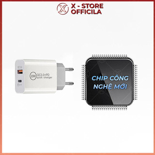 Củ sạc nhanh 2 cổng PD 20W và QC 3.0, adapter sạc Type C và USB, sạc đồng thời 2 điện thoại - CS2C20W