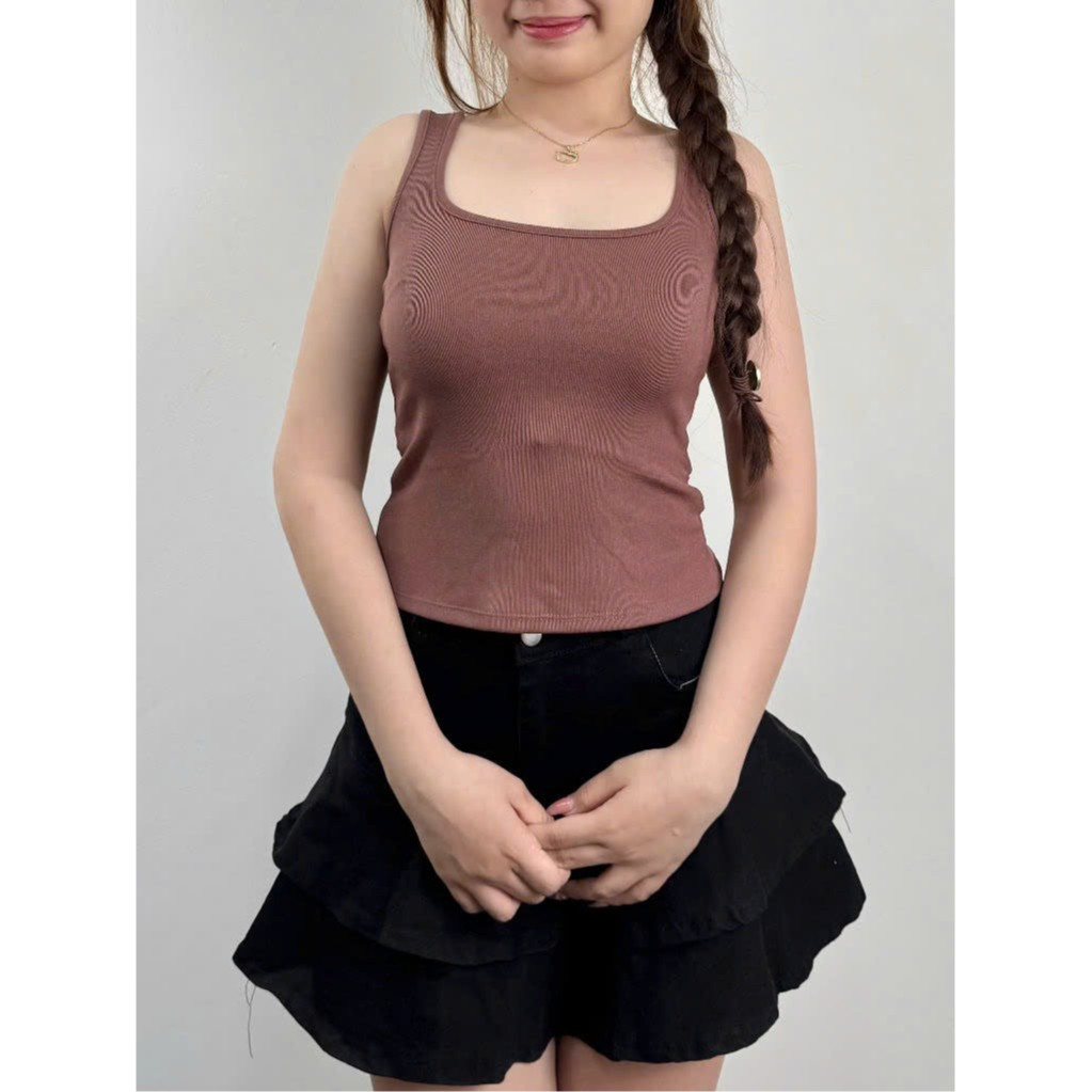 Áo Ba Lỗ Cổ U Nữ Dáng Ngắn Ôm Body 2 Dây Bản To Chất Thun Co Dãn Mềm Mại Mát Mẻ Phù Hợp Mùa Hè