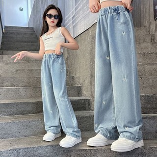 QuầN Jeans ốNg RộNg MớI Cho Bé GáI In HìNh TráI Tim ThờI Trang Là LựA QuầN ốNg RộNg Cho Bé GáI